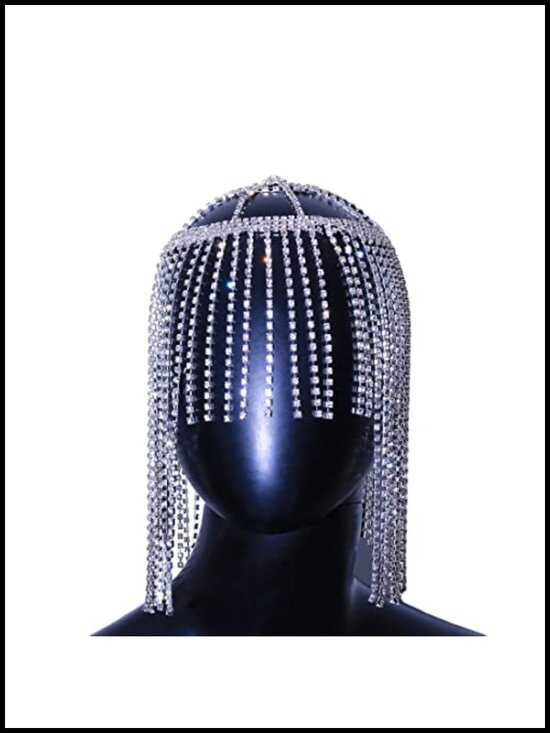 Tassel Rhinestone Cap Headpiece Crystal Head Chain Hair Jewelry Flapper Wedding main image 4